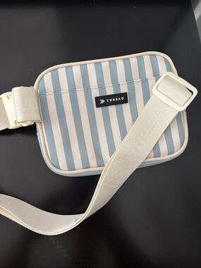 THREAD Blue & Cream Striped Crossbody Belt Bag